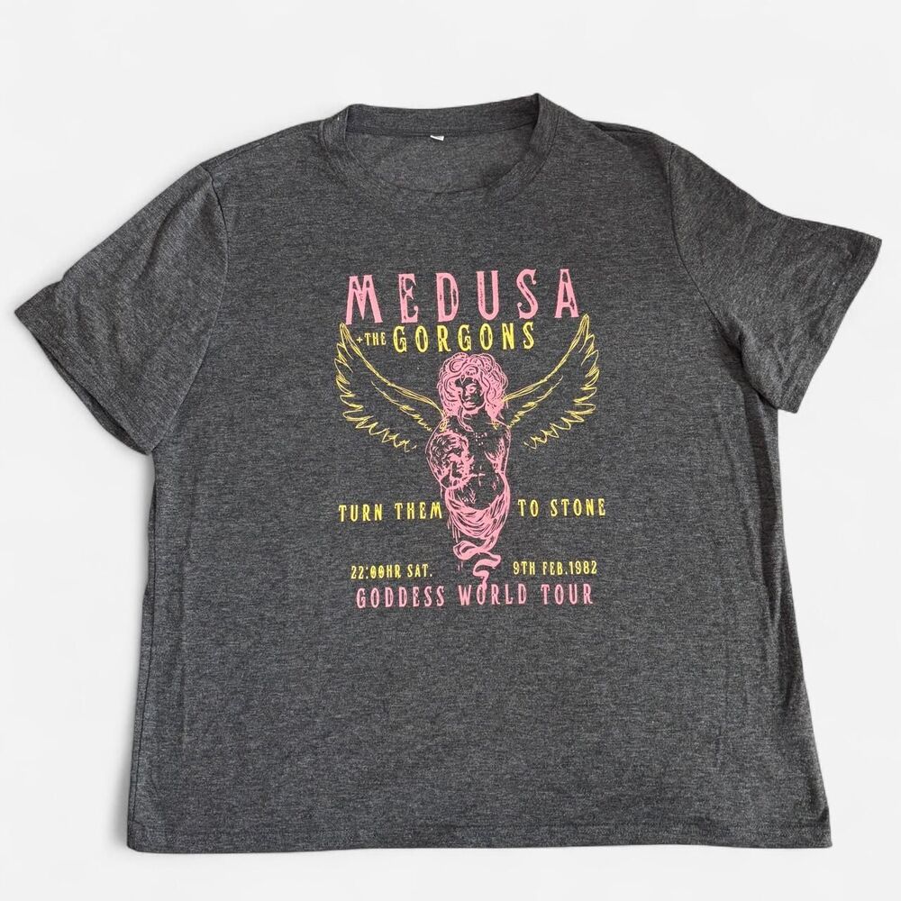 Unbranded Women's Grey and Black T-shirt